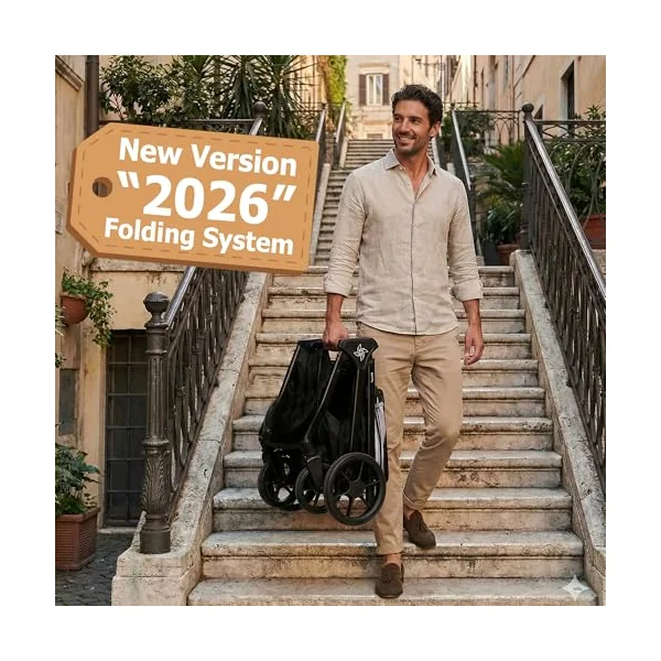 Twinly SPACELY Lightweight Folding Pushchair up to 22kg, Pink | XXL UV50+ hood, high backrest, anti-puncture EVA wheels, Soft-Drive suspension, including rain plastic and cup holder.