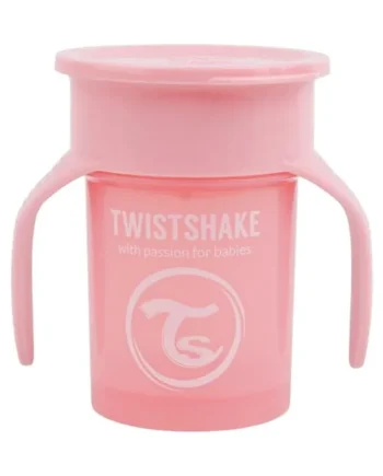 Twistshake 360 Cup | Baby Sippy Cup with 360° Drinking Rim - 230ml | Children's Learning Cup with Handles | Non-Spill Toddler Cups | BPA-Free | Training Sippy Cup for Kids | 6+ Months | Pink