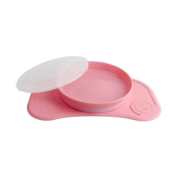Twistshake Click Mat Mini + Plate | Non-Slip Tableware Set | Baby Placemat (31x17) | BPA-Free | Baby Suction Plate | Food Training for Kids 6m+ | Pink