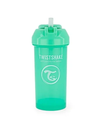 Twistshake Spill Free Straw Cup 360 ml, Leak Proof Training Sippy Cups for Toddlers and Babies, Drinking Water Bottles Trainer Cup, 6+ Months, BPA Free, Pastel Green