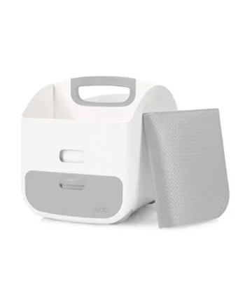 Ubbi Portable Diaper Changing Station Nappy Storage Caddy Organizer with Changing Mat, Stores Baby Diapers, Wipes and Baby Accessories, Grey