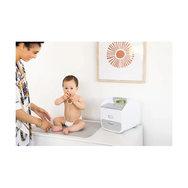 Ubbi Portable Diaper Changing Station Nappy Storage Caddy Organizer with Changing Mat, Stores Baby Diapers, Wipes and Baby Accessories, Grey