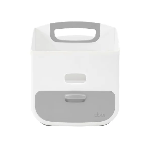 Ubbi Portable Diaper Changing Station Nappy Storage Caddy Organizer with Changing Mat, Stores Baby Diapers, Wipes and Baby Accessories, Grey