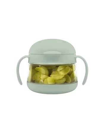 Ubbi Tweat No Spill Snack Container for Kids, BPA-Free, On The Go No Mess Snacks, Must Have Toddler Travel Accessories, Toddler Snack Container with Handles, Sage Green
