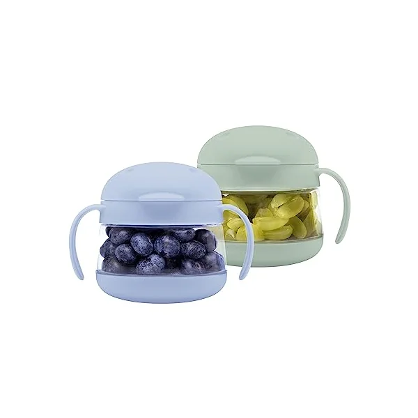 Ubbi Tweat No Spill Snack Container for Kids, BPA-Free Tritan, Toddler Snack Container, Sage & Blue | Tritan Spill-Proof Snack Cups, BPA-Free, On-the-Go Toddler Essentials, Portable Travel Food Storage