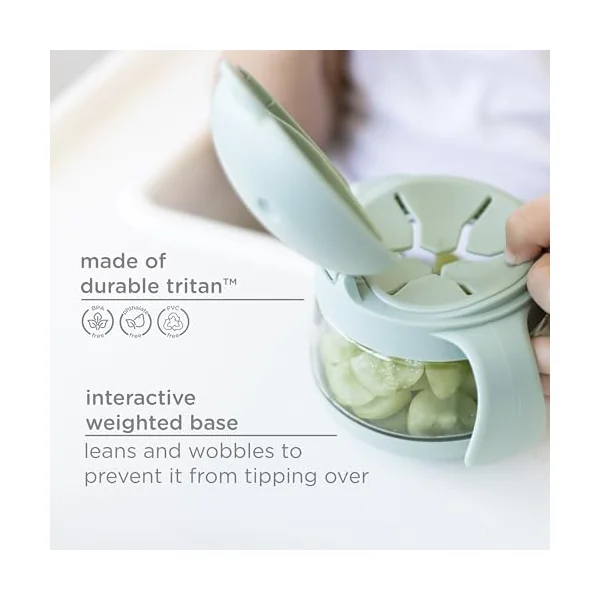Ubbi Tweat No Spill Snack Container for Kids, BPA-Free Tritan, Toddler Snack Container, Sage & Blue | Tritan Spill-Proof Snack Cups, BPA-Free, On-the-Go Toddler Essentials, Portable Travel Food Storage