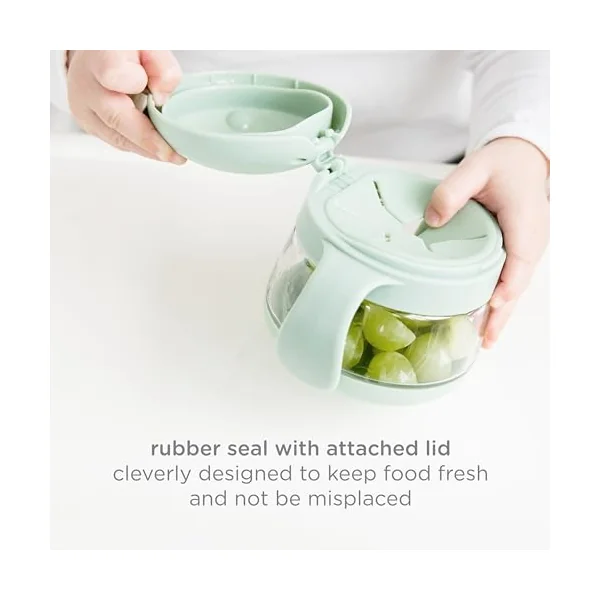 Ubbi Tweat No Spill Snack Container for Kids, BPA-Free Tritan, Toddler Snack Container, Sage & Blue | Tritan Spill-Proof Snack Cups, BPA-Free, On-the-Go Toddler Essentials, Portable Travel Food Storage