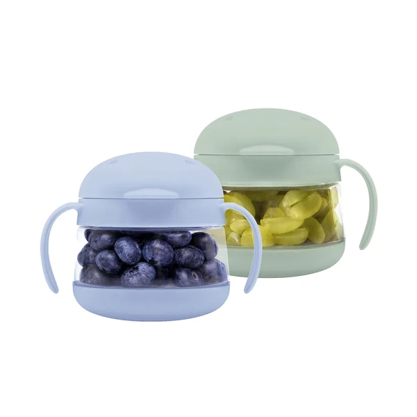 Ubbi Tweat No Spill Snack Container for Kids, BPA-Free Tritan, Toddler Snack Container, Sage & Blue | Tritan Spill-Proof Snack Cups, BPA-Free, On-the-Go Toddler Essentials, Portable Travel Food Storage