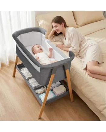 UBRAVOO 2 in 1 Baby Bassinet Bedside Sleeper for Baby, Next to Me Crib and Baby Crib Bedside for Newborn, Breathable Mesh Sides & Soft Mattress (Grey)