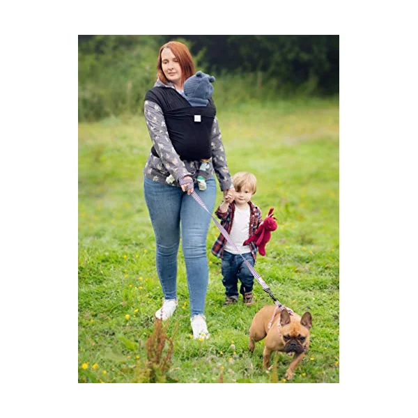 UK Brand - Baby Sling Carrier Wrap, Newborn to 35lbs, Organic Cotton, Small/Medium or Plus Size, Black or Grey, Safety Tested