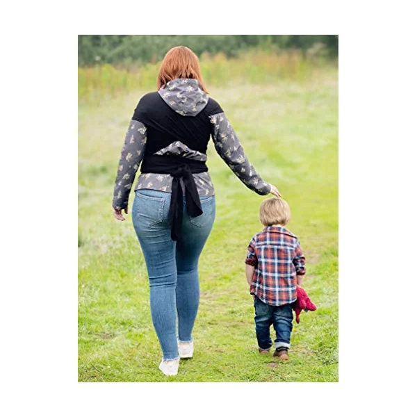 UK Brand - Baby Sling Carrier Wrap, Newborn to 35lbs, Organic Cotton, Small/Medium or Plus Size, Black or Grey, Safety Tested