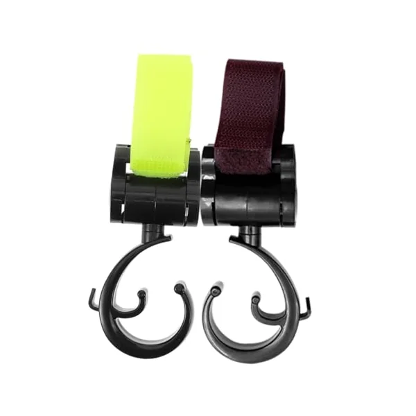 ULTECHNOVO 2pcs Multipurpose Stroller Hooks for Diaper Bags and Shopping Bags, Compact and Portable Plastic and Fabric Clips, Easy to Attach for On-the-go Use and Outings