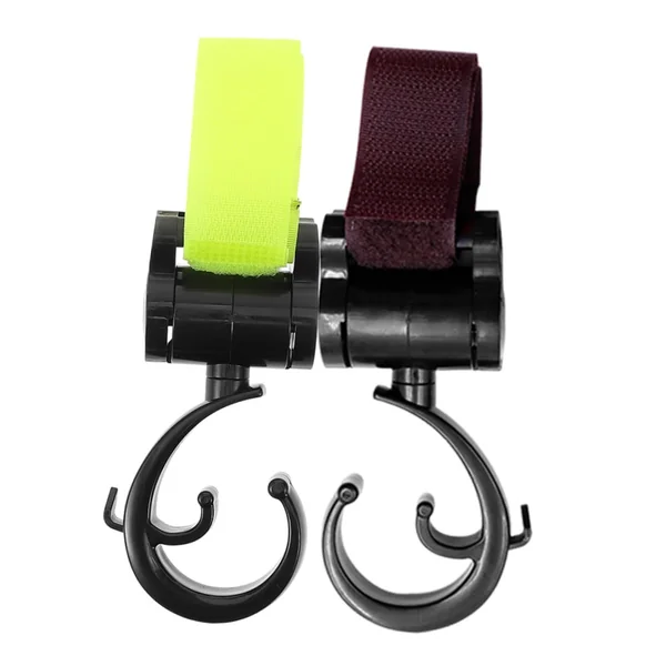 ULTECHNOVO 2pcs Multipurpose Stroller Hooks for Diaper Bags and Shopping Bags, Compact and Portable Plastic and Fabric Clips, Easy to Attach for On-the-go Use and Outings