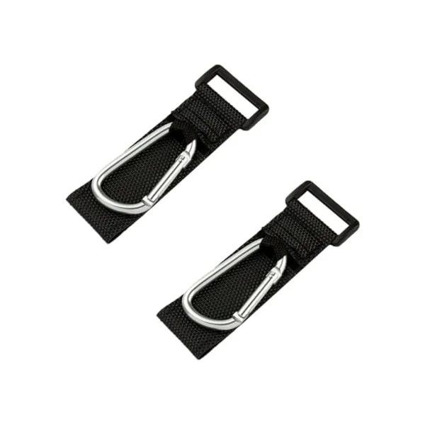 ULTECHNOVO 2pcs Stroller Hooks with Metal Carabiner for Holding Nursery Bags and Connecting Bags to Luggage, Silver Alloy D-Shaped Hanging Hooks Suitable for Shopping and Picnicking