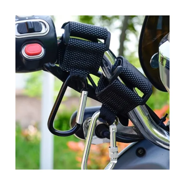 ULTECHNOVO 2pcs Stroller Hooks with Metal Carabiner for Holding Nursery Bags and Connecting Bags to Luggage, Silver Alloy D-Shaped Hanging Hooks Suitable for Shopping and Picnicking