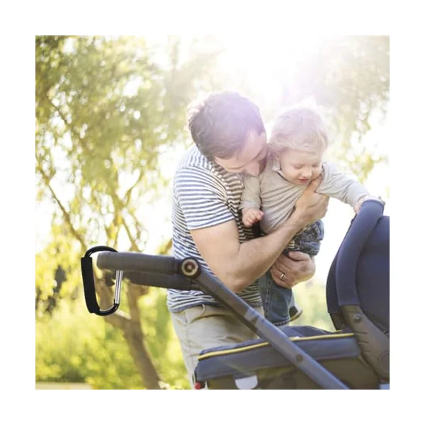ULTECHNOVO 3pcs Portable Stroller Hooks Strong Carabiner Clips Easy to Install Stroller Hangers Shopping Carts Wheelchairs and Bikes Convenient Bag and Key Holders