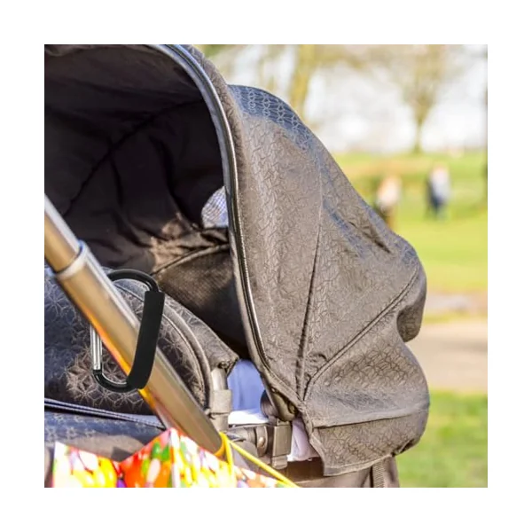 ULTECHNOVO 3pcs Portable Stroller Hooks Strong Carabiner Clips Easy to Install Stroller Hangers Shopping Carts Wheelchairs and Bikes Convenient Bag and Key Holders