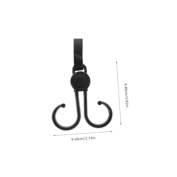 ULTECHNOVO 5pcs Black Abs Plastic Baby Stroller Hooks with Easy Installation and Strong Load Capacity, Versatile Hanging Clips for Strollers, Motorcycles, Indoor and Outdoor Use