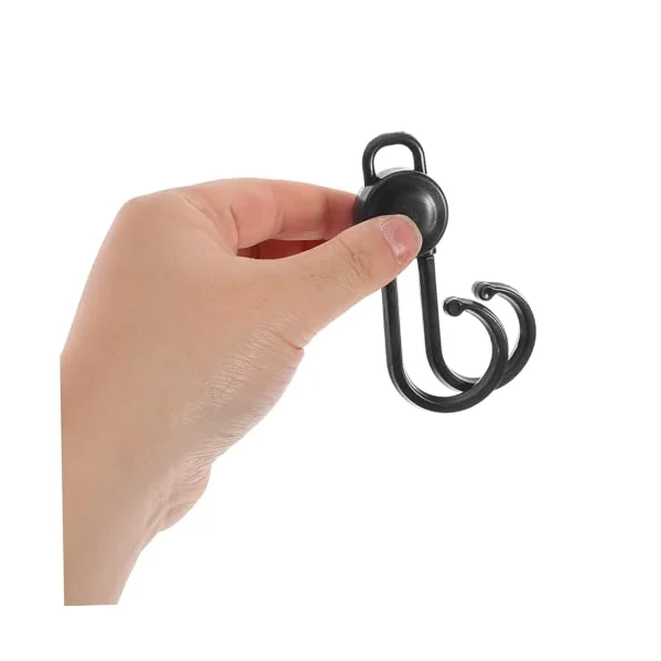 ULTECHNOVO 5pcs Black Abs Plastic Baby Stroller Hooks with Easy Installation and Strong Load Capacity, Versatile Hanging Clips for Strollers, Motorcycles, Indoor and Outdoor Use