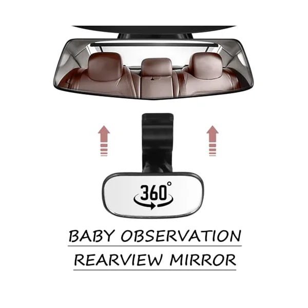 ULTECHNOVO Rearview Mirror for Rear Facing Car Seat High-definition Reflective Safety Mirror with Abs Frame and Glass Surface Easy to Install for Car Seat Monitoring