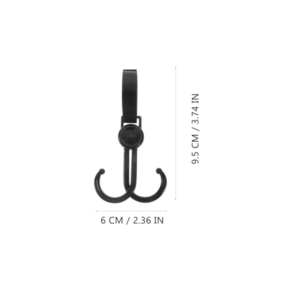 ULTECHNOVO Reusable Double Hook Stroller Hanging Bag Hook, Practical Stroller Accessory Made of Sturdy Plastic and Polyester, Safe and Convenient to Use for Shopping Trolley or Pushchair