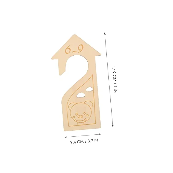 ULTECHNOVO Wood Wardrobe Organizer with Cartoon Design and Size Identification 6pcs Size Dividers Baby Clothes for Nursery Closet Storage