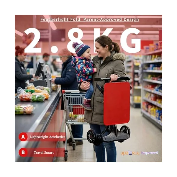 Ultra-Lightweight Travel Stroller, 2.8kg One-Click Fold & Open Compact Pushchair for Airplane, Portable Baby Stroller with Cartoon Pad for Kids 0-4 Years, 4 Colors red