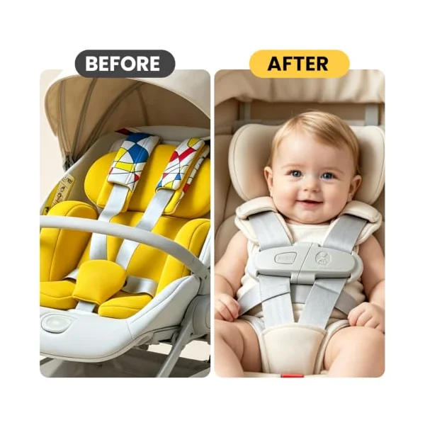 Universal Clip (1 Piece) - Versatile Belt Fastener for Stroller, Highchair, Backpack and Shopping Cart - Adjustable Zipper (Black)