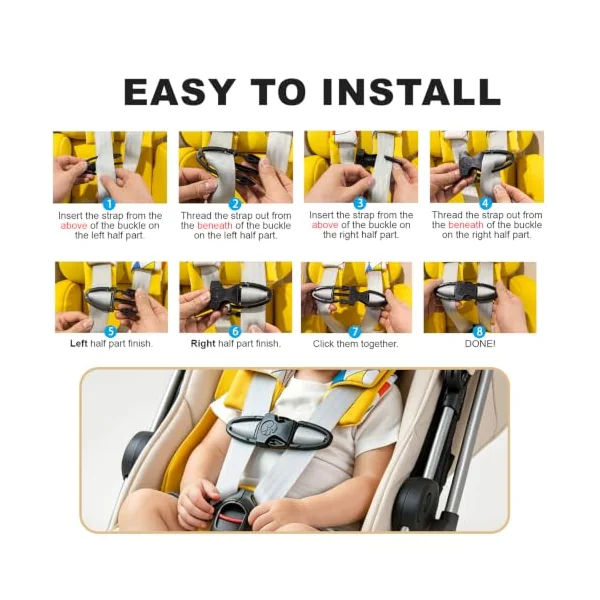 Universal Clip (1 Piece) - Versatile Belt Fastener for Stroller, Highchair, Backpack and Shopping Cart - Adjustable Zipper (Black)