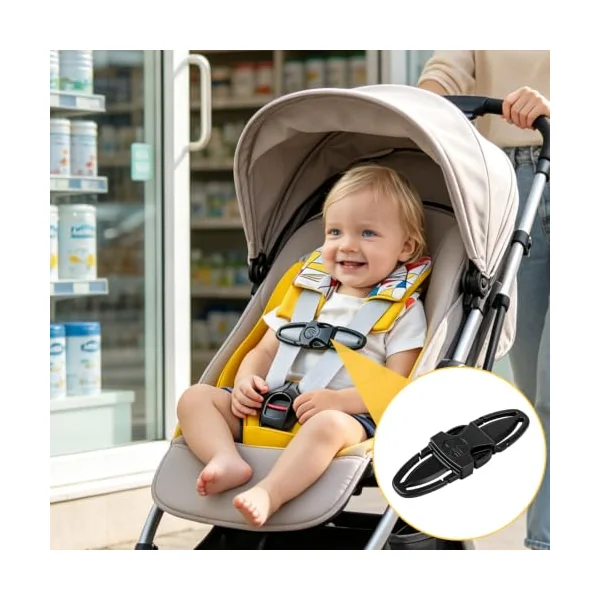 Universal Clip (1 Piece) - Versatile Belt Fastener for Stroller, Highchair, Backpack and Shopping Cart - Adjustable Zipper (Black)