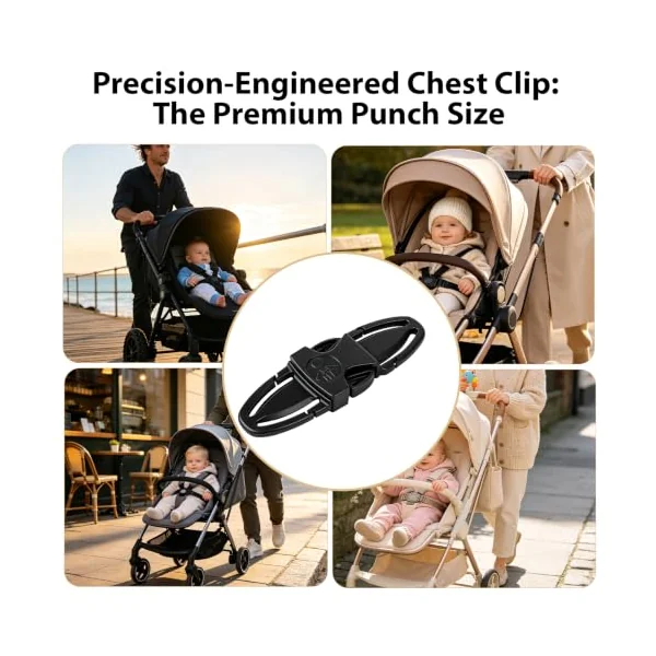 Universal Clip (1 Piece) - Versatile Belt Fastener for Stroller, Highchair, Backpack and Shopping Cart - Adjustable Zipper (Black)