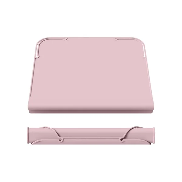 Upgrade Silicone Placemats with Raised Edges, Handy Placemat for High Chair or Table Mats,Non-Slip Bottom & Roll-Up Design,Teething Edge Protection (Pink, 12"x10")