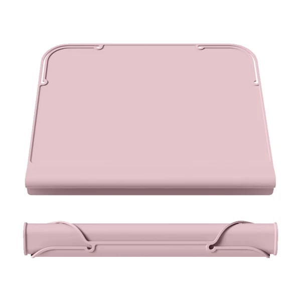 Upgrade Silicone Placemats with Raised Edges, Handy Placemat for High Chair or Table Mats,Non-Slip Bottom & Roll-Up Design,Teething Edge Protection (Pink, 12"x10")