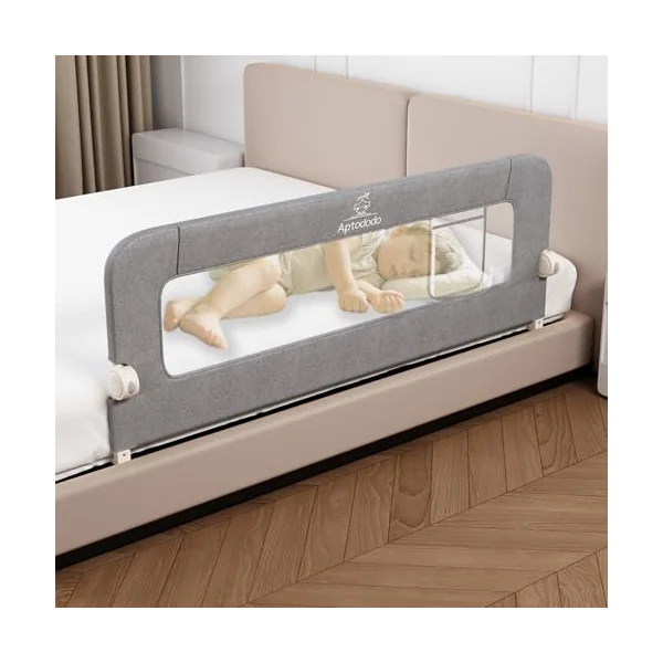 Upgraded Bed Rails for Toddlers with U-Shape Base,47" Toddler Bed Rails with More Stable and Secure,Suitable for Twin,Full,Queen Size Bed,High/Low Mattresses, Box/Platform Bed(Silver Gray)