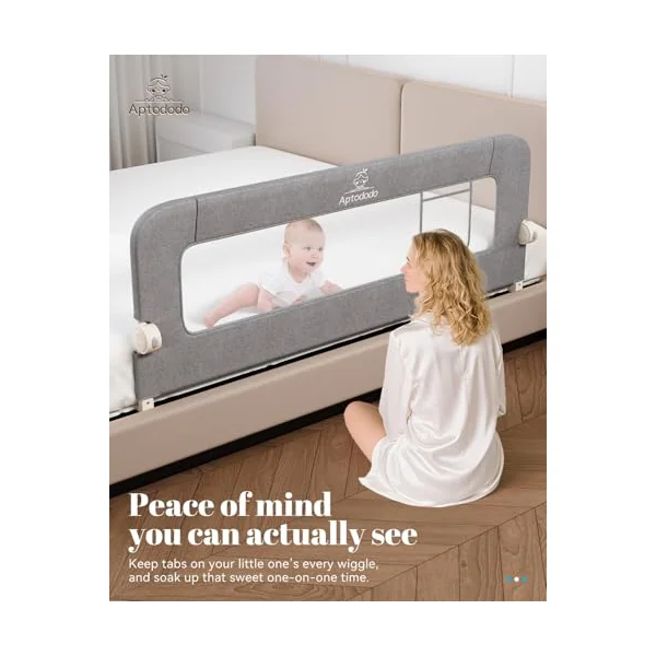 Upgraded Bed Rails for Toddlers with U-Shape Base,47" Toddler Bed Rails with More Stable and Secure,Suitable for Twin,Full,Queen Size Bed,High/Low Mattresses, Box/Platform Bed(Silver Gray)