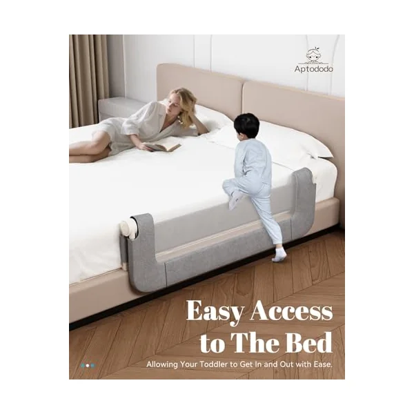 Upgraded Bed Rails for Toddlers with U-Shape Base,47" Toddler Bed Rails with More Stable and Secure,Suitable for Twin,Full,Queen Size Bed,High/Low Mattresses, Box/Platform Bed(Silver Gray)