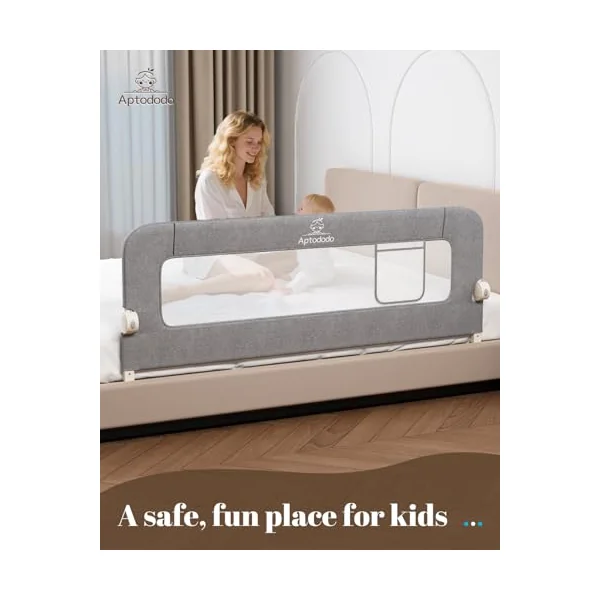 Upgraded Bed Rails for Toddlers with U-Shape Base,47" Toddler Bed Rails with More Stable and Secure,Suitable for Twin,Full,Queen Size Bed,High/Low Mattresses, Box/Platform Bed(Silver Gray)