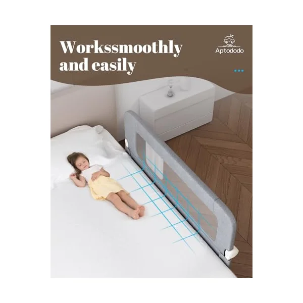 Upgraded Bed Rails for Toddlers with U-Shape Base,47" Toddler Bed Rails with More Stable and Secure,Suitable for Twin,Full,Queen Size Bed,High/Low Mattresses, Box/Platform Bed(Silver Gray)