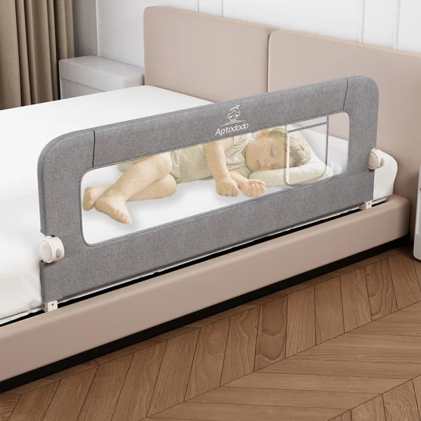 Upgraded Bed Rails for Toddlers with U-Shape Base,47" Toddler Bed Rails with More Stable and Secure,Suitable for Twin,Full,Queen Size Bed,High/Low Mattresses, Box/Platform Bed(Silver Gray)