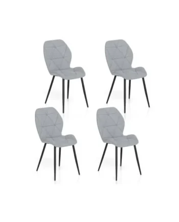 Upholstered Dining Chair Set of 4 with Ergonomic Backrest and Curved Seat