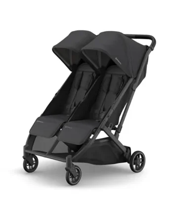 UPPAbaby MINU Duo Stroller | Jake - Charcoal | Side-by-Side Lightweight Compact Double Buggy | from Birth to 22kg per Seat | Slim Doorway-Friendly Design | Baby Travel Stroller | Double Pram