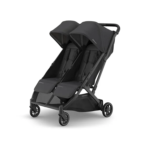 UPPAbaby MINU Duo Stroller | Jake - Charcoal | Side-by-Side Lightweight Compact Double Buggy | from Birth to 22kg per Seat | Slim Doorway-Friendly Design | Baby Travel Stroller | Double Pram