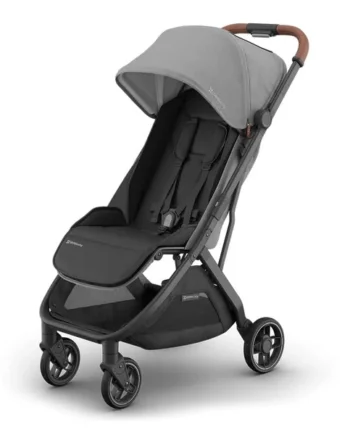 UPPAbaby MINU V3 Lightweight Travel Stroller |Greyson | One-Hand Fold & Recline | Overhead Friendly Baby Pram | Includes Rain Cover & Carry Strap | Baby Stroller Up to 22kg | 9kg Storage Basket