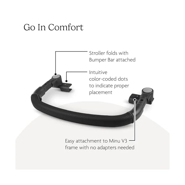 UPPAbaby MINU V3 Lightweight Travel Stroller (Savannah) + Bumper Bar (Black) & Snack Tray – One-Hand Fold, Compact, from Birth to 22kg, Includes Tray & Cup Holder for On-the-Go Convenience