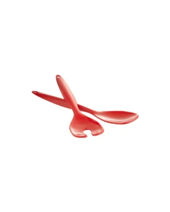 URBN-CHEF Length 30cm 2 Pcs Red Salad Food Servers Set Mixing Dinner Party Colourful Plastic Fork & Spoon
