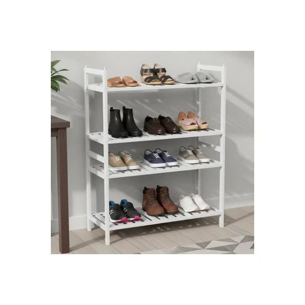 URBNLIVING 2 Tier Bamboo Shoe Rack Stackable Multi Level Shoe Storage Hallway Organiser Set of 2