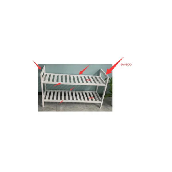 URBNLIVING 2 Tier Bamboo Shoe Rack Stackable Multi Level Shoe Storage Hallway Organiser Set of 2