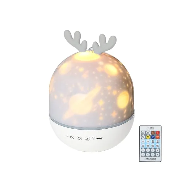 USB Projector Light with Remote Control Relaxing Soothing Colorful Lighting 360°Rotating Romantic Music Baby Timing LEDs Night Light for Bedroom Decoration Living Room Xmas Halloween