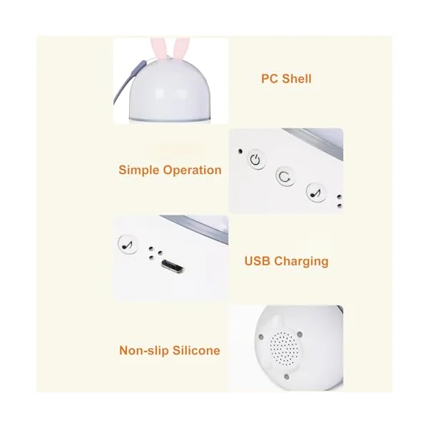 USB Projector Light with Remote Control Relaxing Soothing Colorful Lighting 360°Rotating Romantic Music Baby Timing LEDs Night Light for Bedroom Decoration Living Room Xmas Halloween
