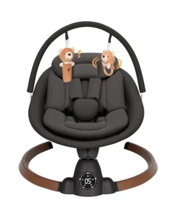 Uuoeebb Baby Bouncer, Portable Electric Baby Swing with Bluetooth, 5 Swing Speed, 10 Songs, 5-Point Harness, Remote Control & Touch Panel - Bouncer from Birth for Indoor & Outdoor Use (Dark Black)